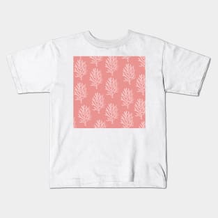 coral aloha wear print pattern hawaii pink and white Kids T-Shirt